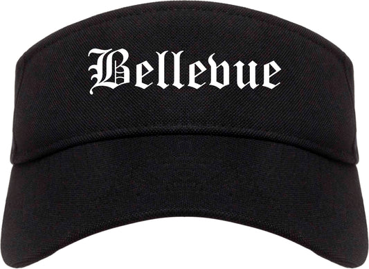 Bellevue Ohio OH Old English Mens Visor Cap Hat Black