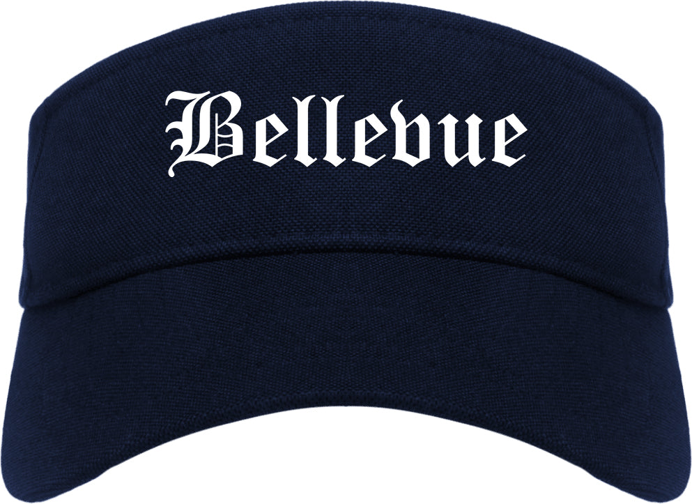 Bellevue Pennsylvania PA Old English Mens Visor Cap Hat Navy Blue