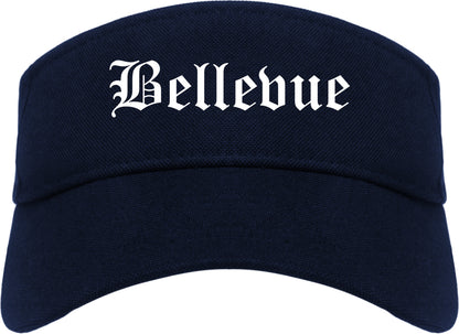 Bellevue Pennsylvania PA Old English Mens Visor Cap Hat Navy Blue