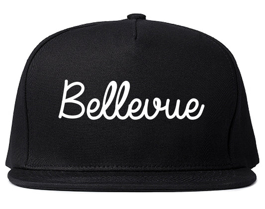 Bellevue Washington WA Script Mens Snapback Hat Black