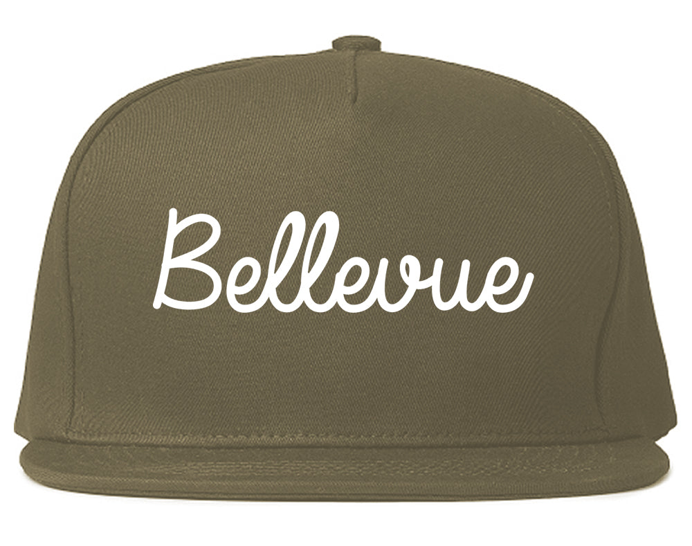 Bellevue Washington WA Script Mens Snapback Hat Grey