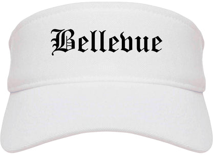 Bellevue Washington WA Old English Mens Visor Cap Hat White