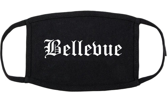 Bellevue Wisconsin WI Old English Cotton Face Mask Black