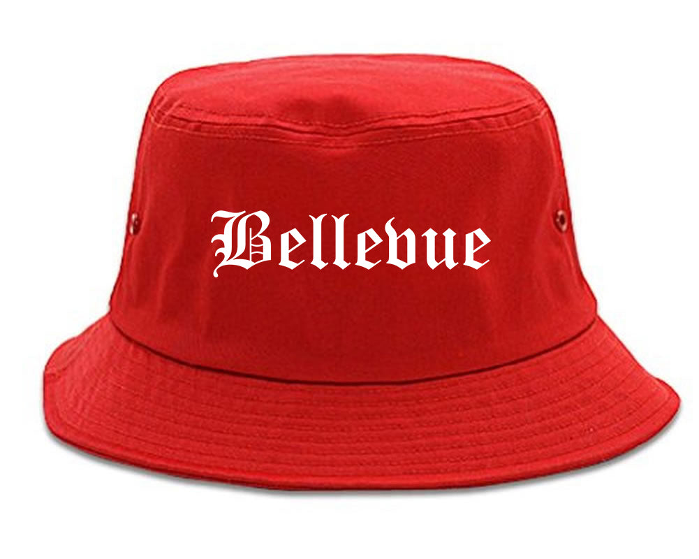 Bellevue Wisconsin WI Old English Mens Bucket Hat Red