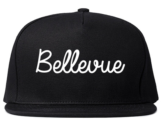 Bellevue Wisconsin WI Script Mens Snapback Hat Black