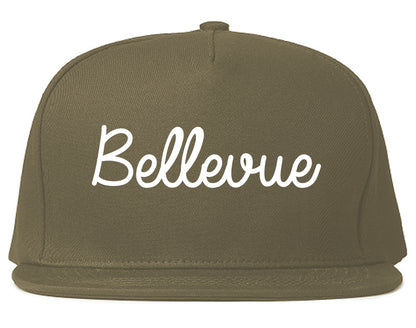 Bellevue Wisconsin WI Script Mens Snapback Hat Grey