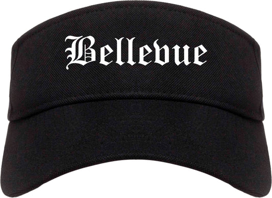 Bellevue Wisconsin WI Old English Mens Visor Cap Hat Black