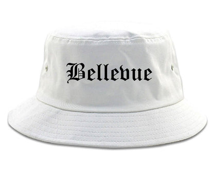 Bellevue Wisconsin WI Old English Mens Bucket Hat White