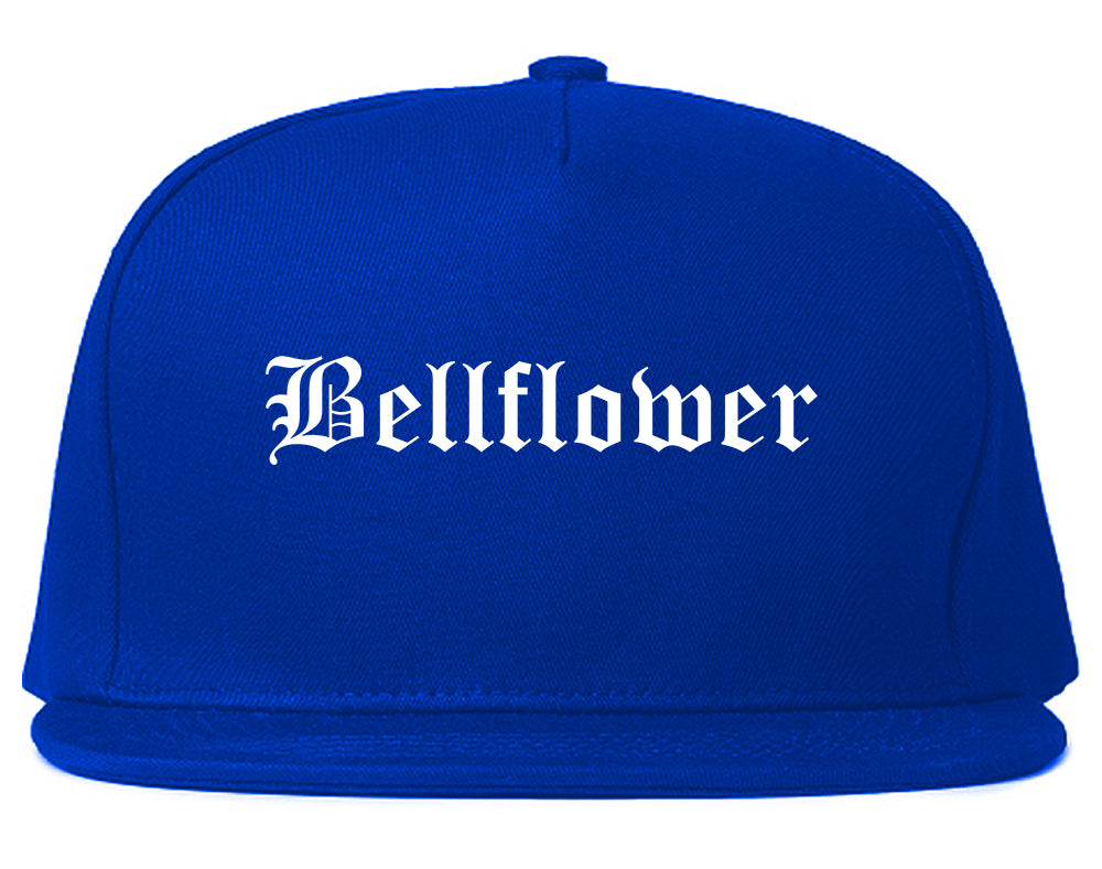 Bellflower California CA Old English Mens Snapback Hat Royal Blue