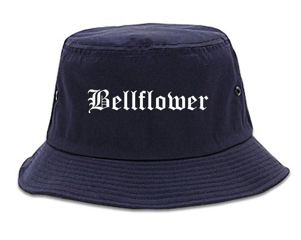 Bellflower California CA Old English Mens Bucket Hat Navy Blue