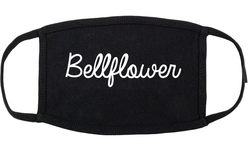 Bellflower California CA Script Cotton Face Mask Black