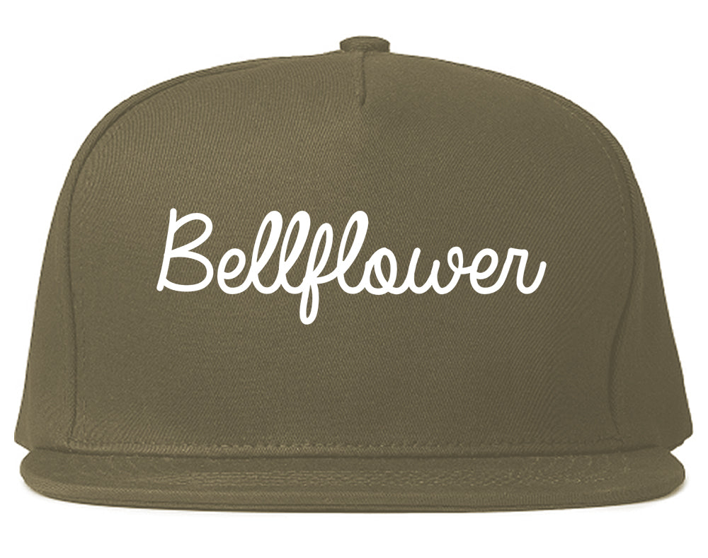 Bellflower California CA Script Mens Snapback Hat Grey