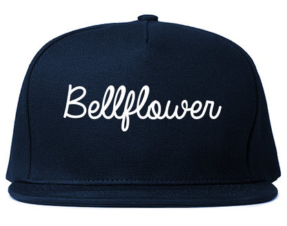 Bellflower California CA Script Mens Snapback Hat Navy Blue