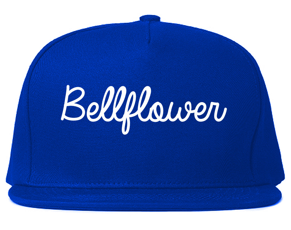 Bellflower California CA Script Mens Snapback Hat Royal Blue