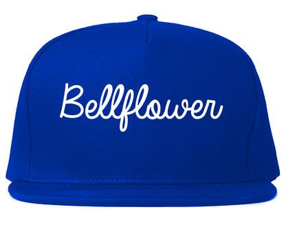 Bellflower California CA Script Mens Snapback Hat Royal Blue