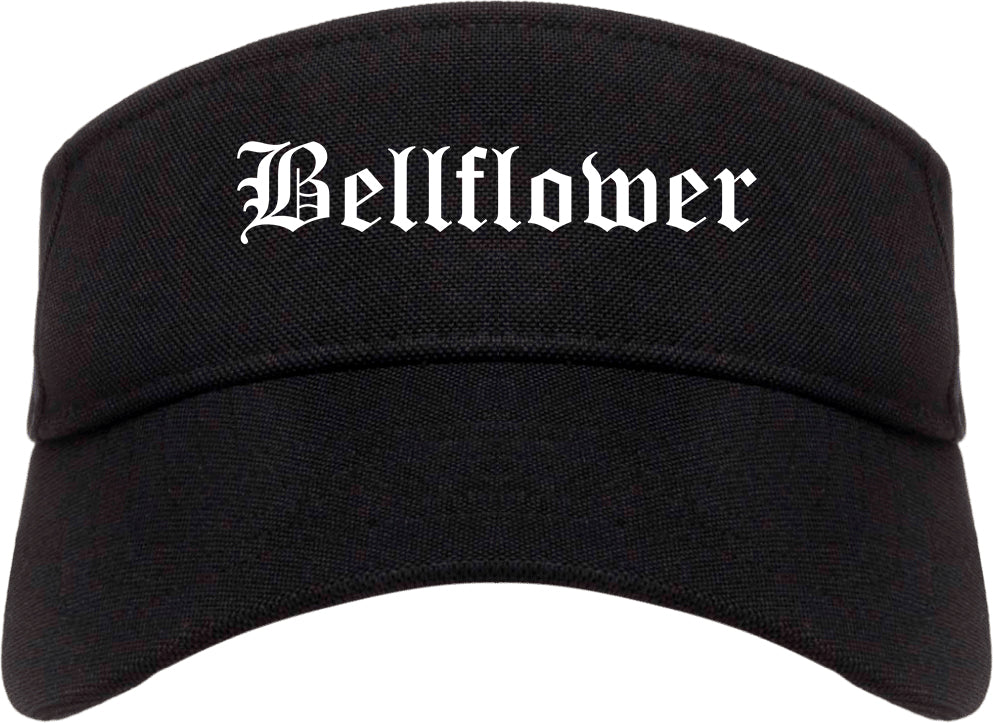 Bellflower California CA Old English Mens Visor Cap Hat Black