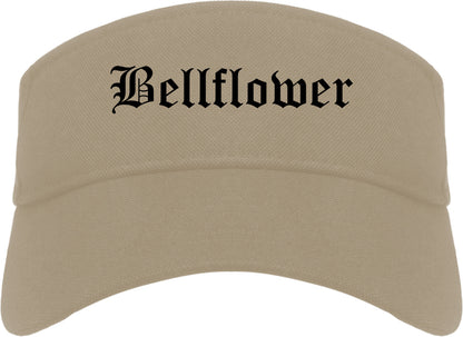 Bellflower California CA Old English Mens Visor Cap Hat Khaki