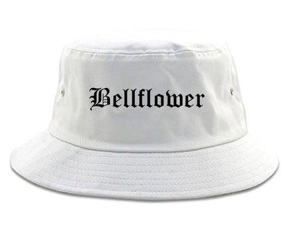 Bellflower California CA Old English Mens Bucket Hat White