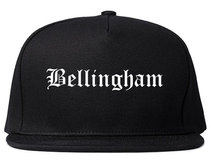 Bellingham Washington WA Old English Mens Snapback Hat Black