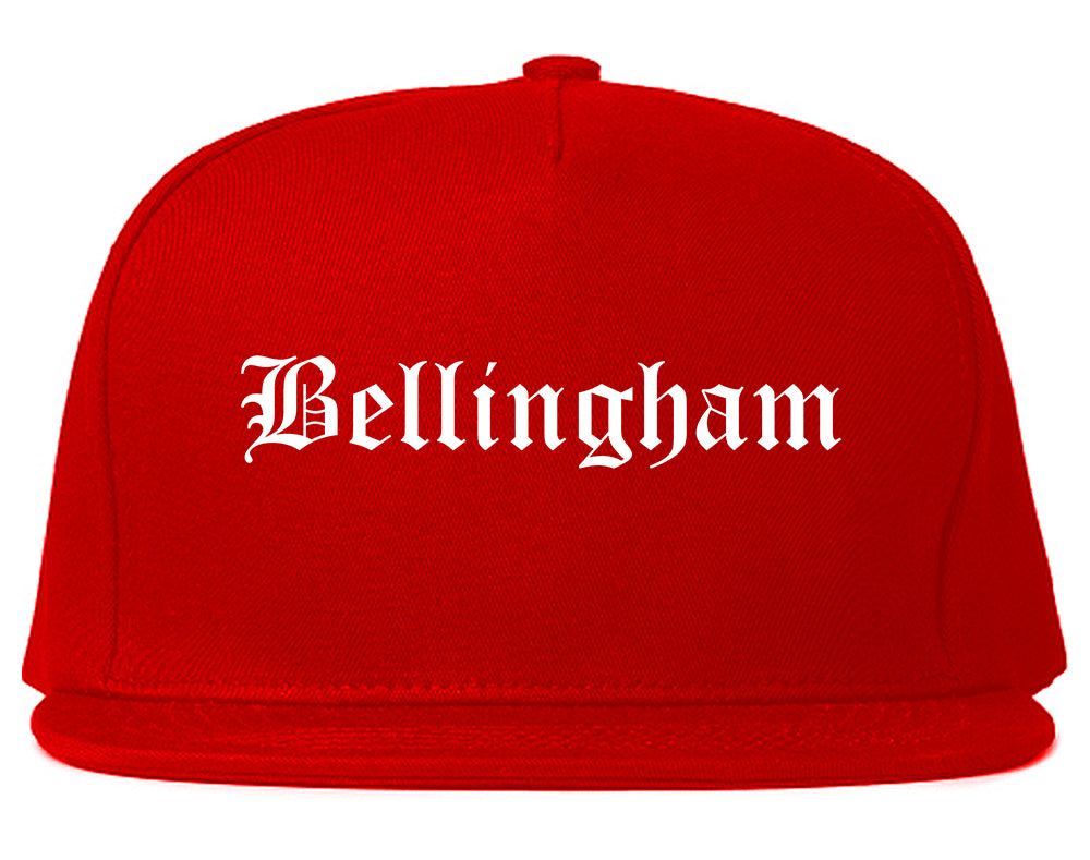Bellingham Washington WA Old English Mens Snapback Hat Red