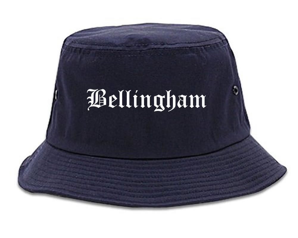 Bellingham Washington WA Old English Mens Bucket Hat Navy Blue