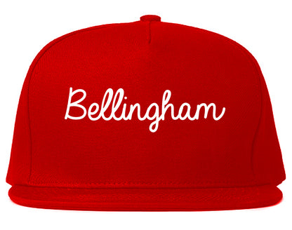 Bellingham Washington WA Script Mens Snapback Hat Red