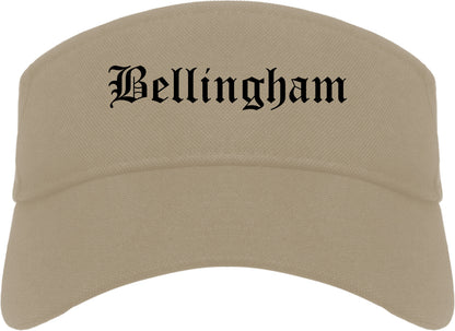 Bellingham Washington WA Old English Mens Visor Cap Hat Khaki