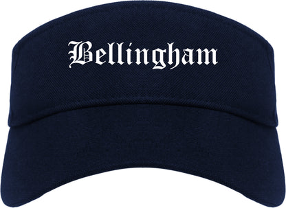 Bellingham Washington WA Old English Mens Visor Cap Hat Navy Blue