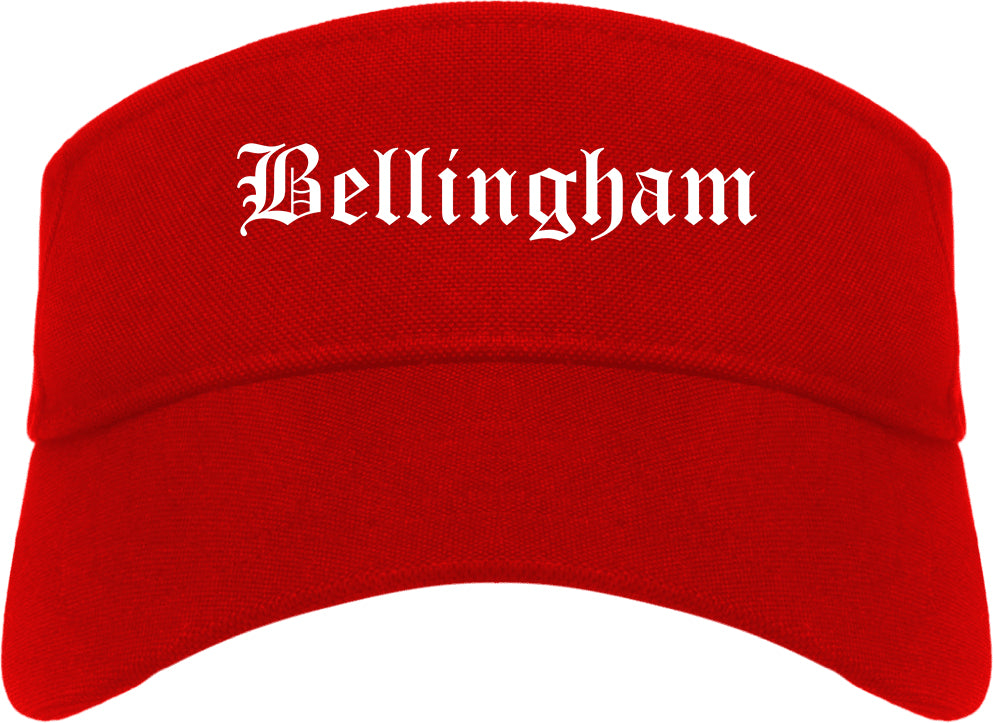 Bellingham Washington WA Old English Mens Visor Cap Hat Red