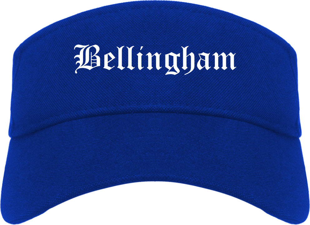 Bellingham Washington WA Old English Mens Visor Cap Hat Royal Blue