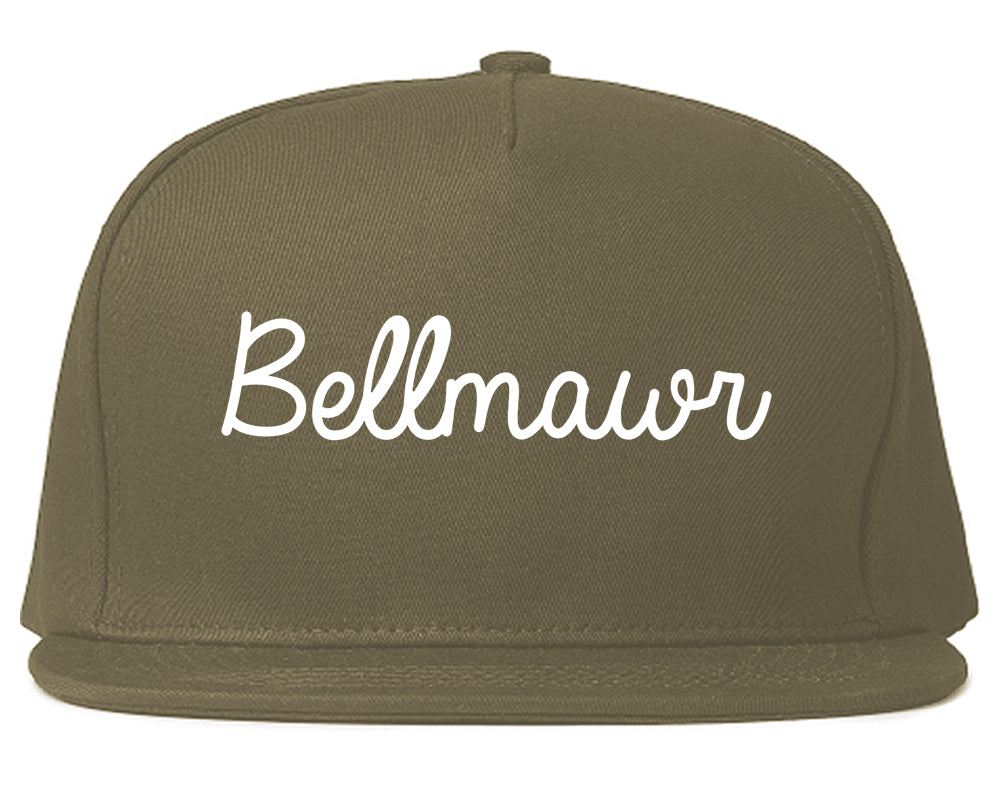 Bellmawr New Jersey NJ Script Mens Snapback Hat Grey