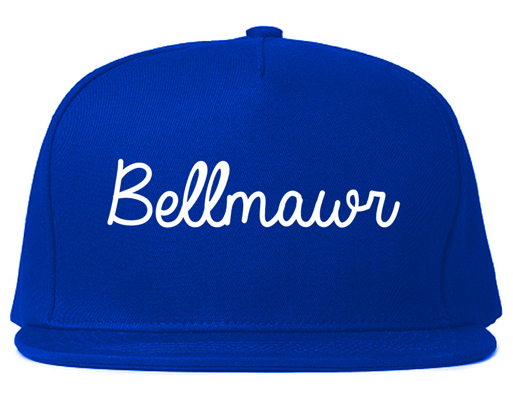 Bellmawr New Jersey NJ Script Mens Snapback Hat Royal Blue