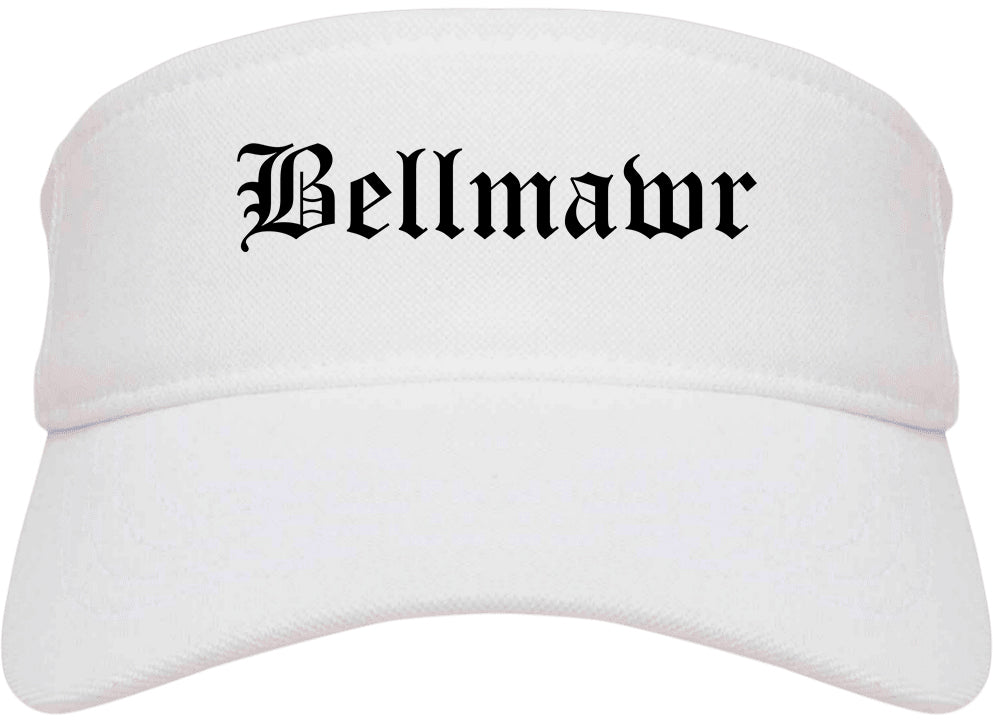 Bellmawr New Jersey NJ Old English Mens Visor Cap Hat White