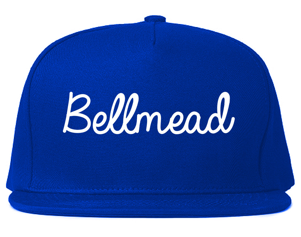 Bellmead Texas TX Script Mens Snapback Hat Royal Blue