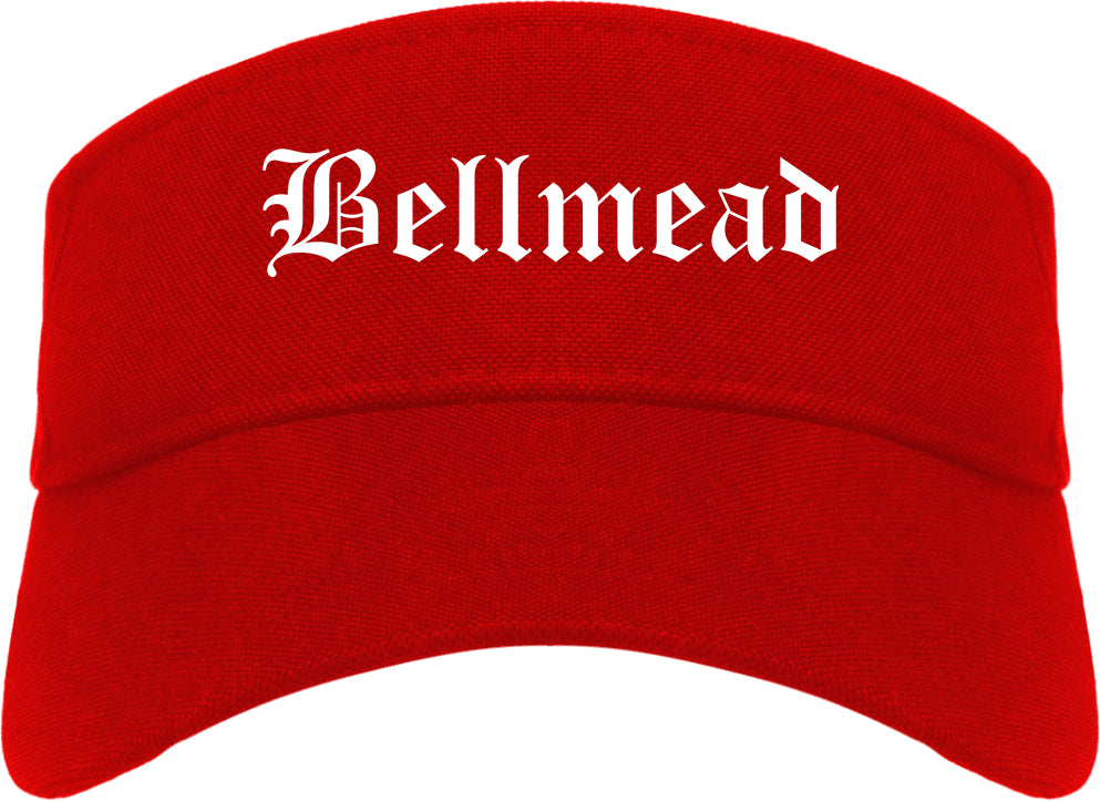 Bellmead Texas TX Old English Mens Visor Cap Hat Red