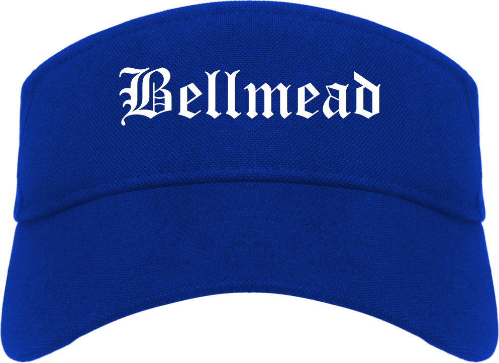 Bellmead Texas TX Old English Mens Visor Cap Hat Royal Blue