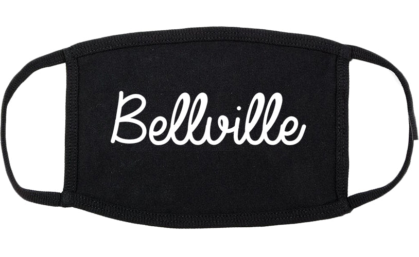 Bellville Texas TX Script Cotton Face Mask Black