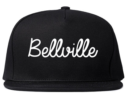 Bellville Texas TX Script Mens Snapback Hat Black