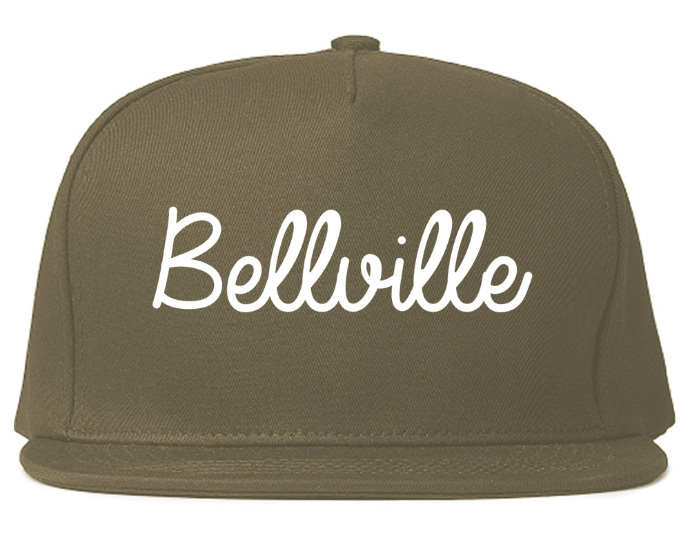 Bellville Texas TX Script Mens Snapback Hat Grey