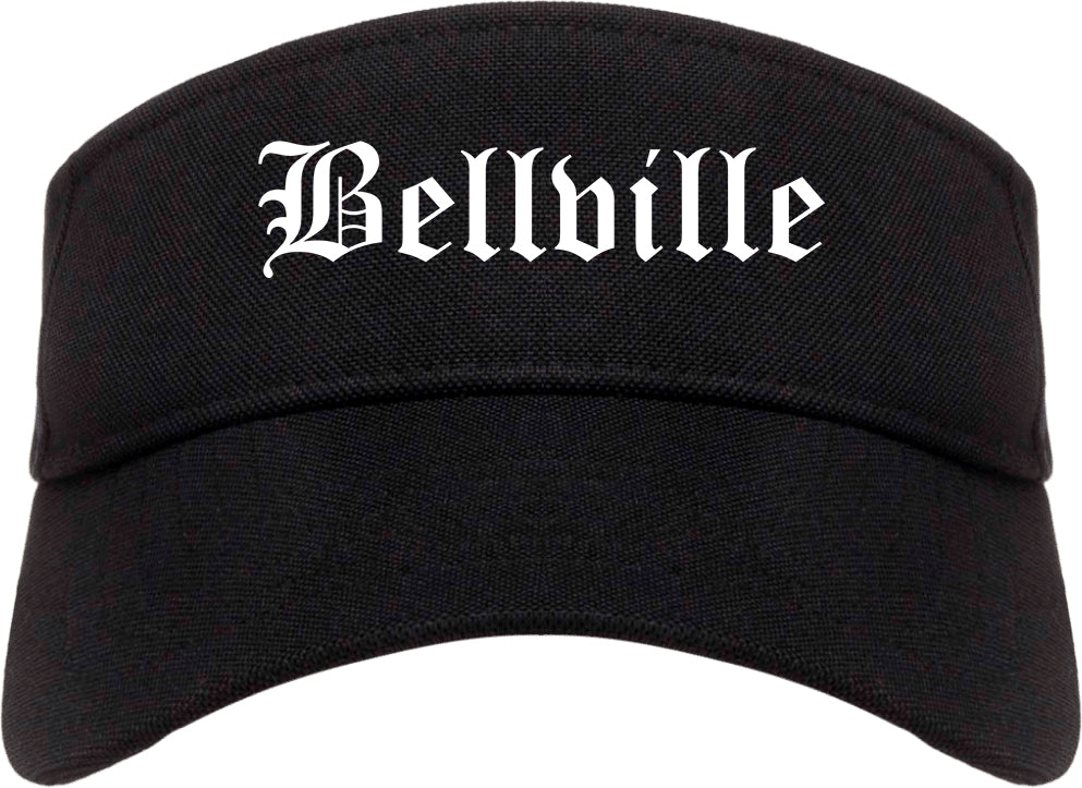 Bellville Texas TX Old English Mens Visor Cap Hat Black