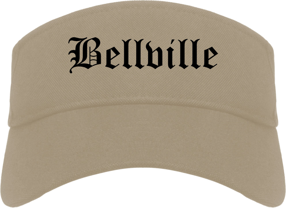 Bellville Texas TX Old English Mens Visor Cap Hat Khaki