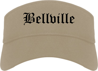Bellville Texas TX Old English Mens Visor Cap Hat Khaki
