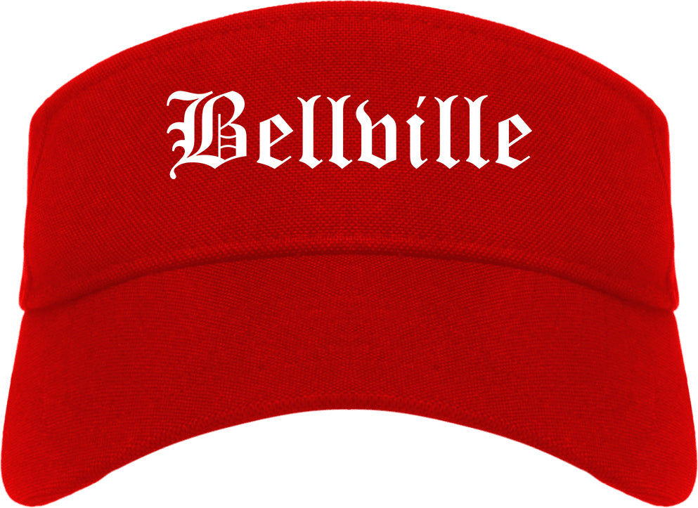 Bellville Texas TX Old English Mens Visor Cap Hat Red