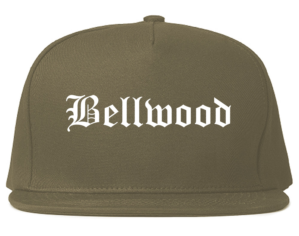 Bellwood Illinois IL Old English Mens Snapback Hat Grey