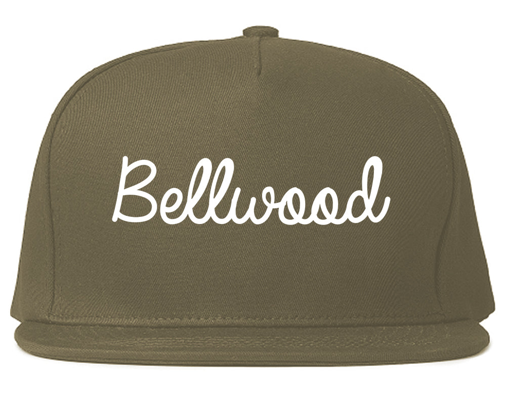 Bellwood Illinois IL Script Mens Snapback Hat Grey