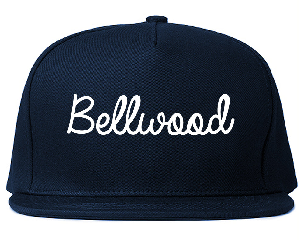 Bellwood Illinois IL Script Mens Snapback Hat Navy Blue