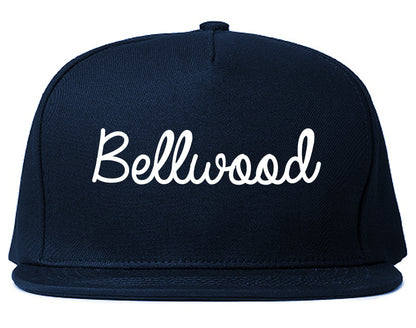 Bellwood Illinois IL Script Mens Snapback Hat Navy Blue