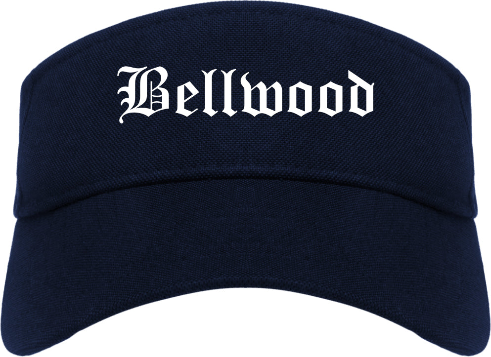 Bellwood Illinois IL Old English Mens Visor Cap Hat Navy Blue