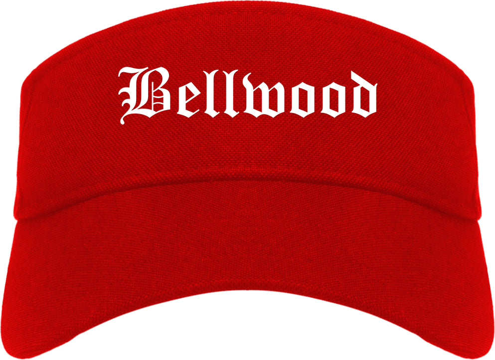 Bellwood Illinois IL Old English Mens Visor Cap Hat Red
