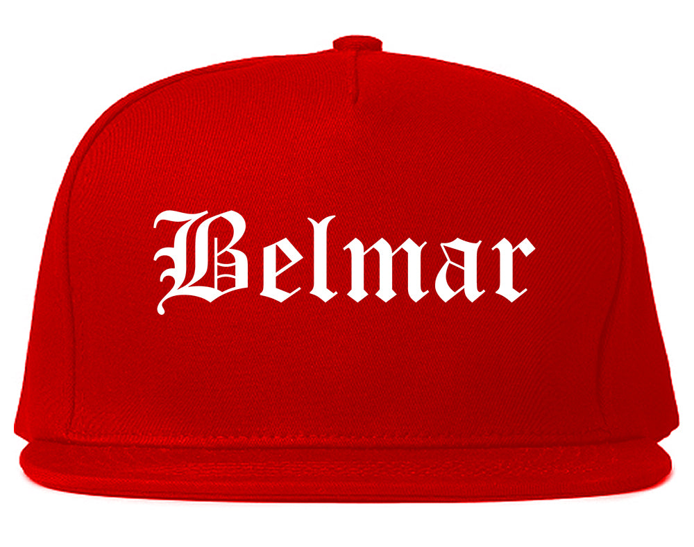 Belmar New Jersey NJ Old English Mens Snapback Hat Red